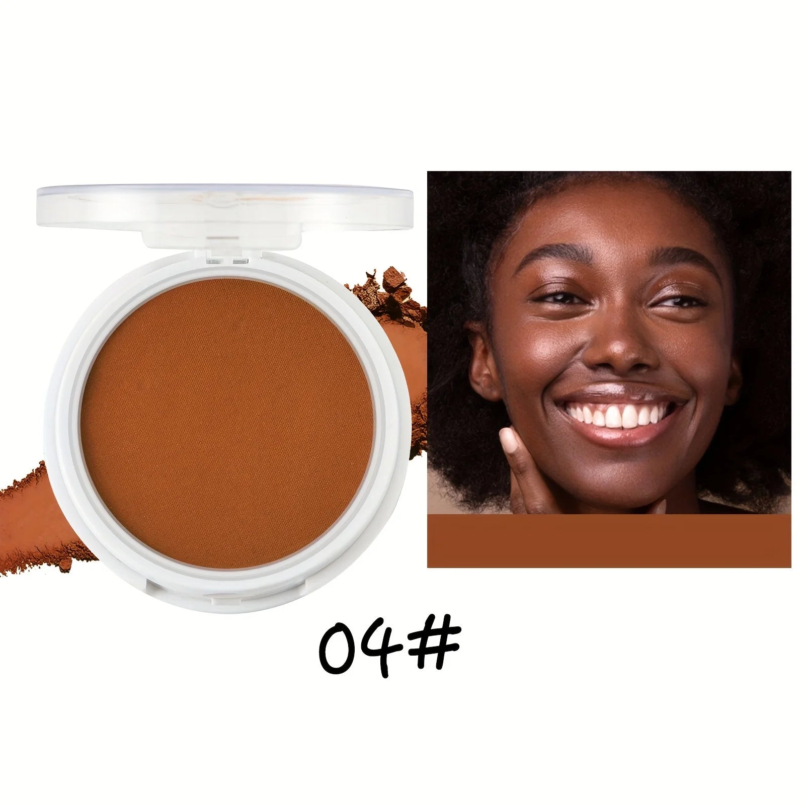 Wheat Bronzing Powder for Dark Skin, Matte Finish, Sweatproof & Oil Dark Foundation Powder Puff And Mirror