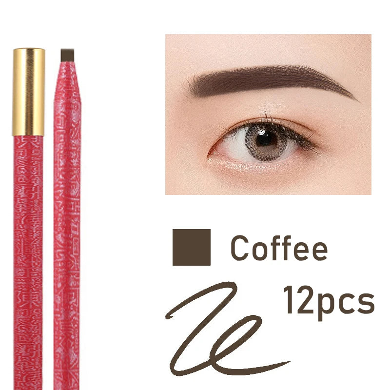 Waterproof Long Lasting Eyebrow Pencils Peel Off & Red Lip Pencil ,Eyebrow Tattoo Makeup Microblading Brow Pencil Makeup Tool