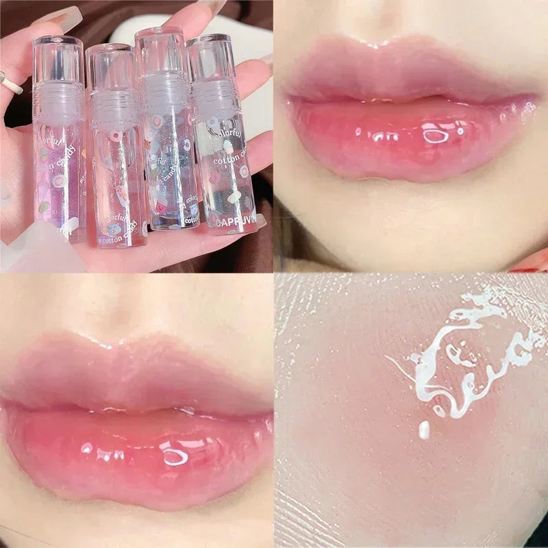 Mirror Water Glitter Lip Gloss Glossy Moisturizing Transparent Lip Oil Lasting Clear Primer Hydrating Plump Lipstick Makeup