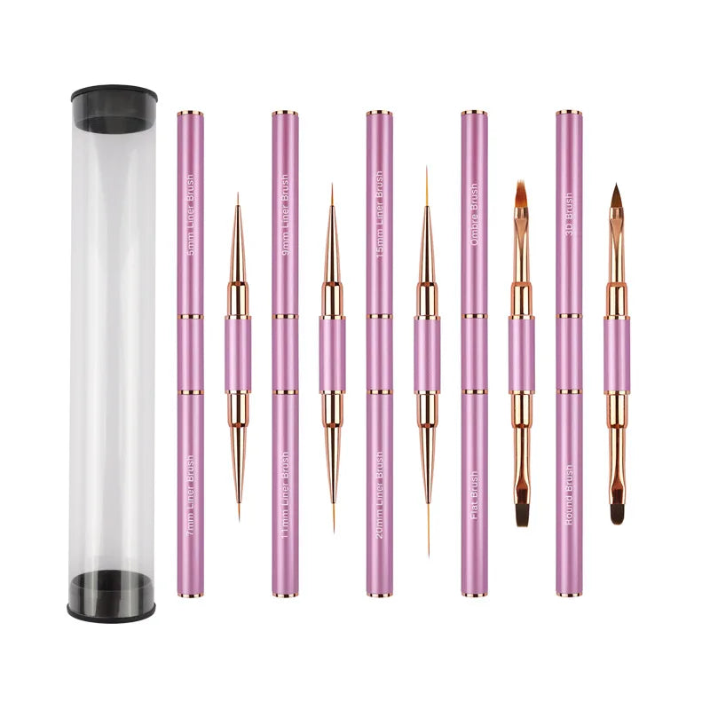 Nail Art Brush Set 5pcs Double-Ended Nail Art Brushes For Long Lines, Thin Liner Brush For Nails Detail Professional nail tools