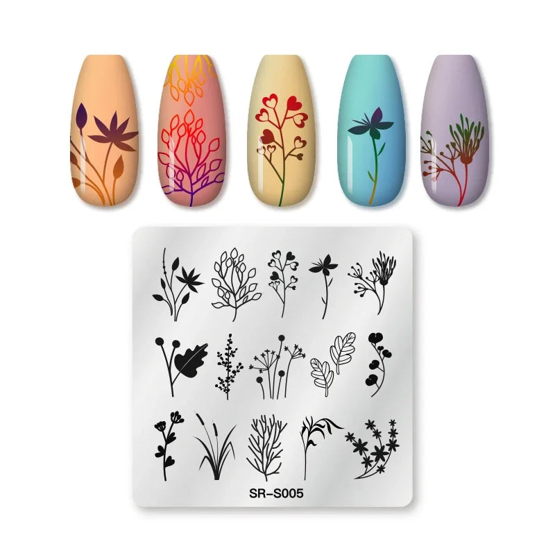 1PC Flower Leaves Line Geometric Stamping Plates Abstract Lady Face Nail Stamp Templates Printing Stencil Nail Art Decoration