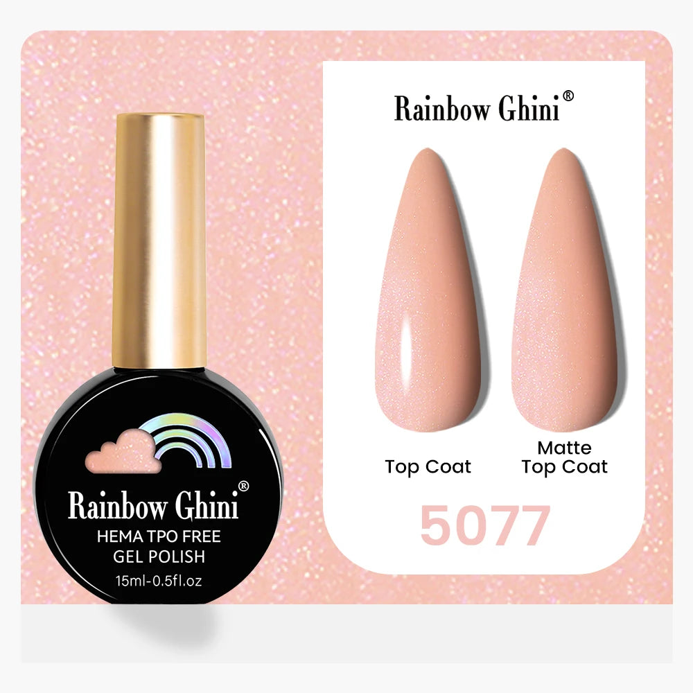 Rainbow Ghini 15ML 146 Colors Long-Lasting Colorful Gel Nail Polish Professional UV/LED Gel Polish Base Coat Matte Top Coat