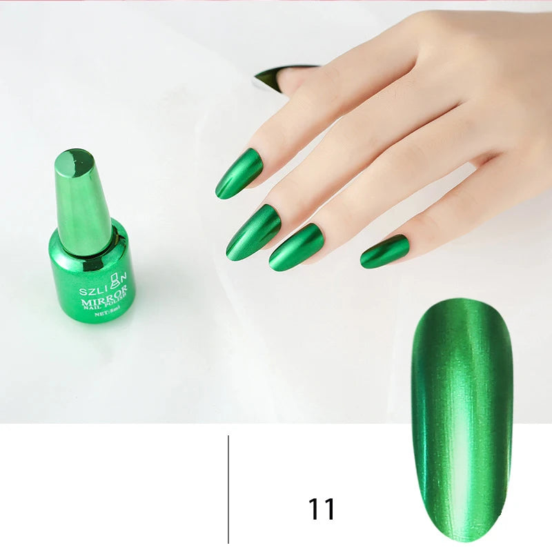 12 Colors Mirror Polish Long-lasting Quick-drying Metallic Silver Purple Rose Gold Nail Polish Is Not Peelable Nails Gel Varnish