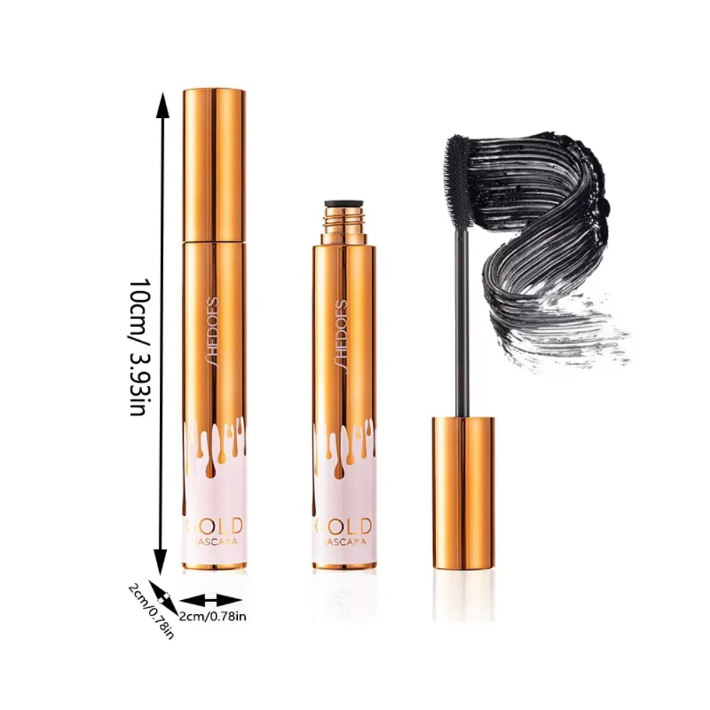Thick Curly Eye Black Waterproof Non Smudging Slim Durable And Makeup Free Eye Black Gold Color Mascara