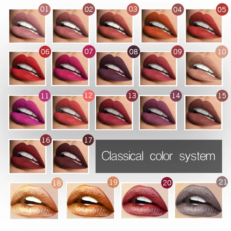 Matte Lips Makeup Waterproof lipgloss Velvet liquid matte lipstick Long Lasting Nude Lip Gloss Cosmetics P1201#