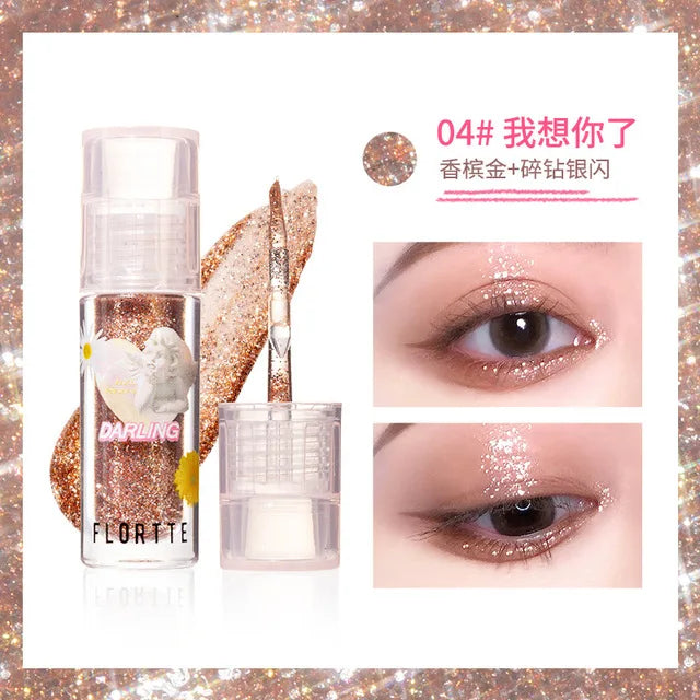FLORTTE Liquid Eyeshadow Glitter Fine Shimmer Waterproof Matte Silkworm Brightening Eyeshadow