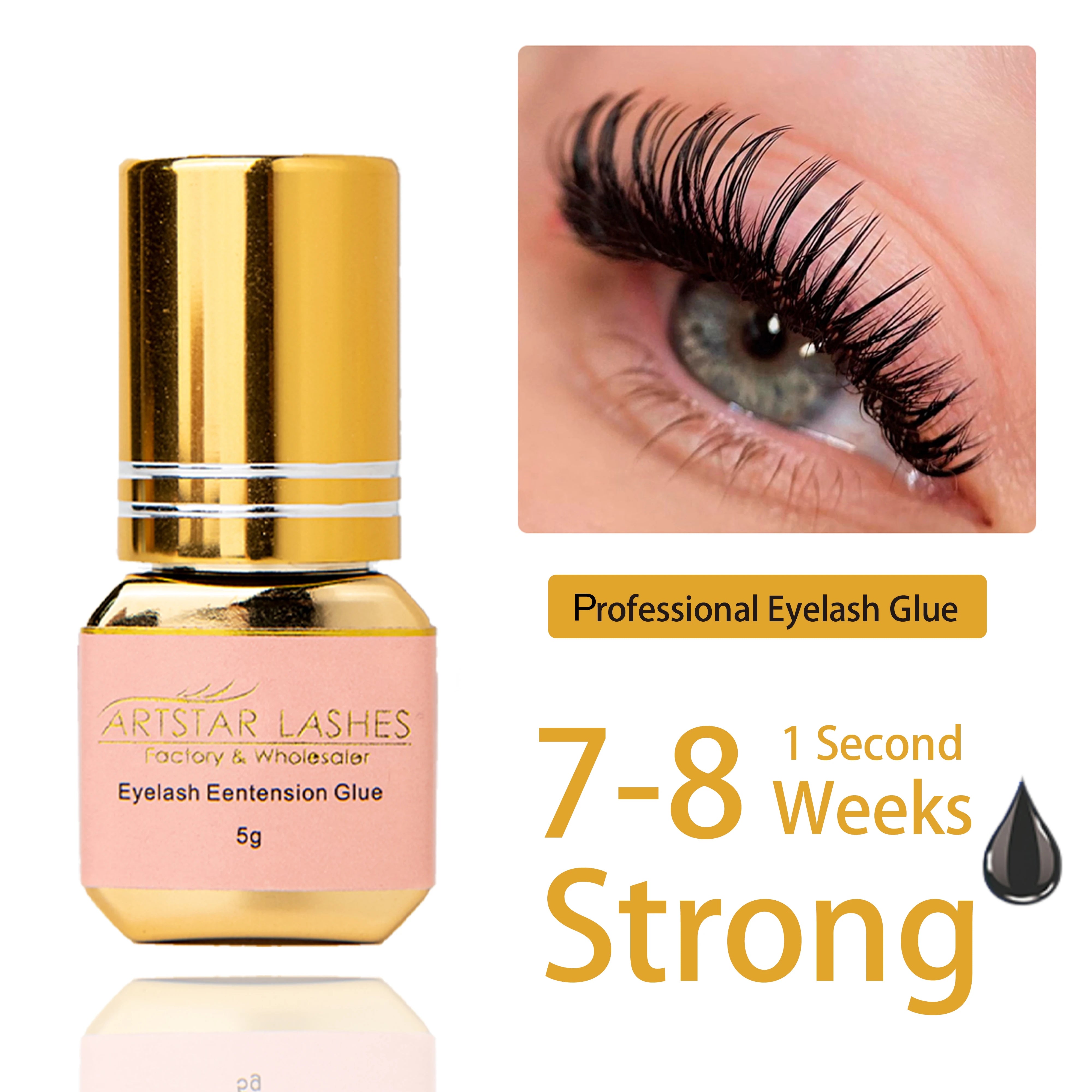 ARTSTAR Lash Glue Long Lasting Waterproof and Oilproof 0.5S Fast Dry Eyelash Extension Glue Black/transparent/Pink Colour Glue