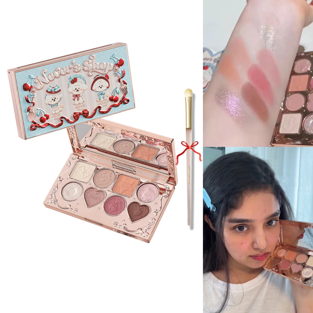 Flower Knows Swan Ballet 6 Color Eyeshadow Palette Matte Shimmer Pearl Glitter Waterproof Highly Pigmented Long Lasting Makeup