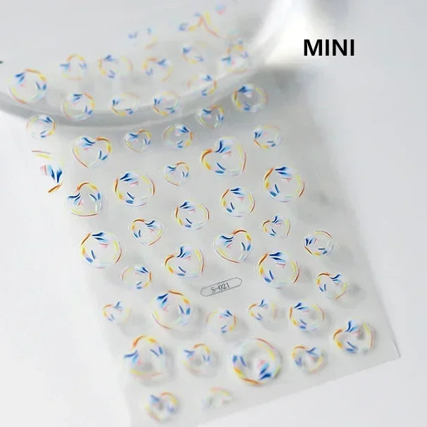 Goldfish Cavort Water Grass Lotus Flower Leaf Brocaded Carp Koi Ripple Droplet Water Bubbles 5D Nail Art Stickers Manicure Decal