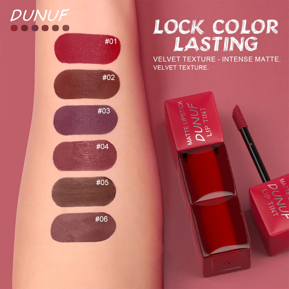DUNUF 1pcs Liquid Matte Lipstick Velvet Matte Women'S Makeup Long-lasting Waterproof Non-stick Cup Non-fade Lip Gloss