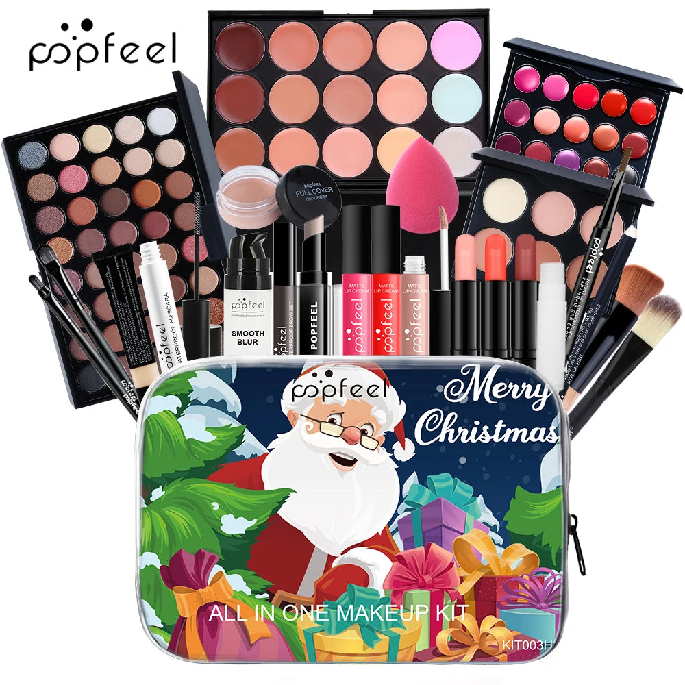 POPFEEL Christmas Makeup Set - Complete Holiday Cosmetic Collection Featuring Eyeshadow, Concealer, and Lipstick,Gift-Giving.