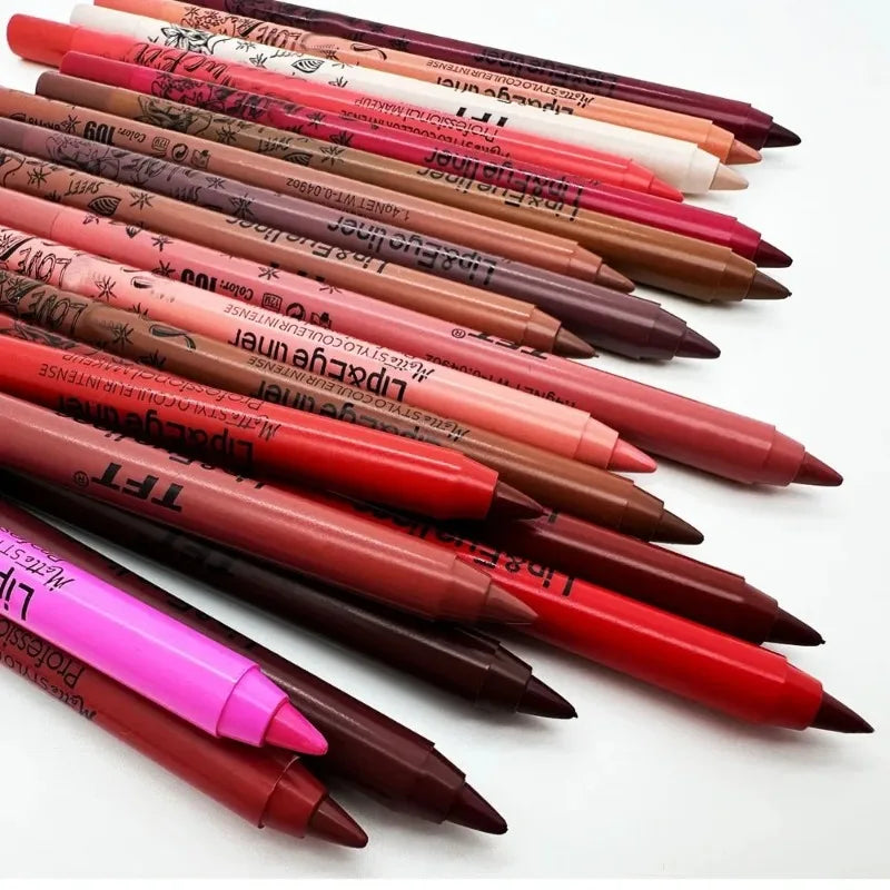 20 Color Matte Lip Liner Outline Lipstick Pen Long-lasting Waterproof Lip Tint Pencil Makeup Lip Contouring Pen Woman Cosmetic