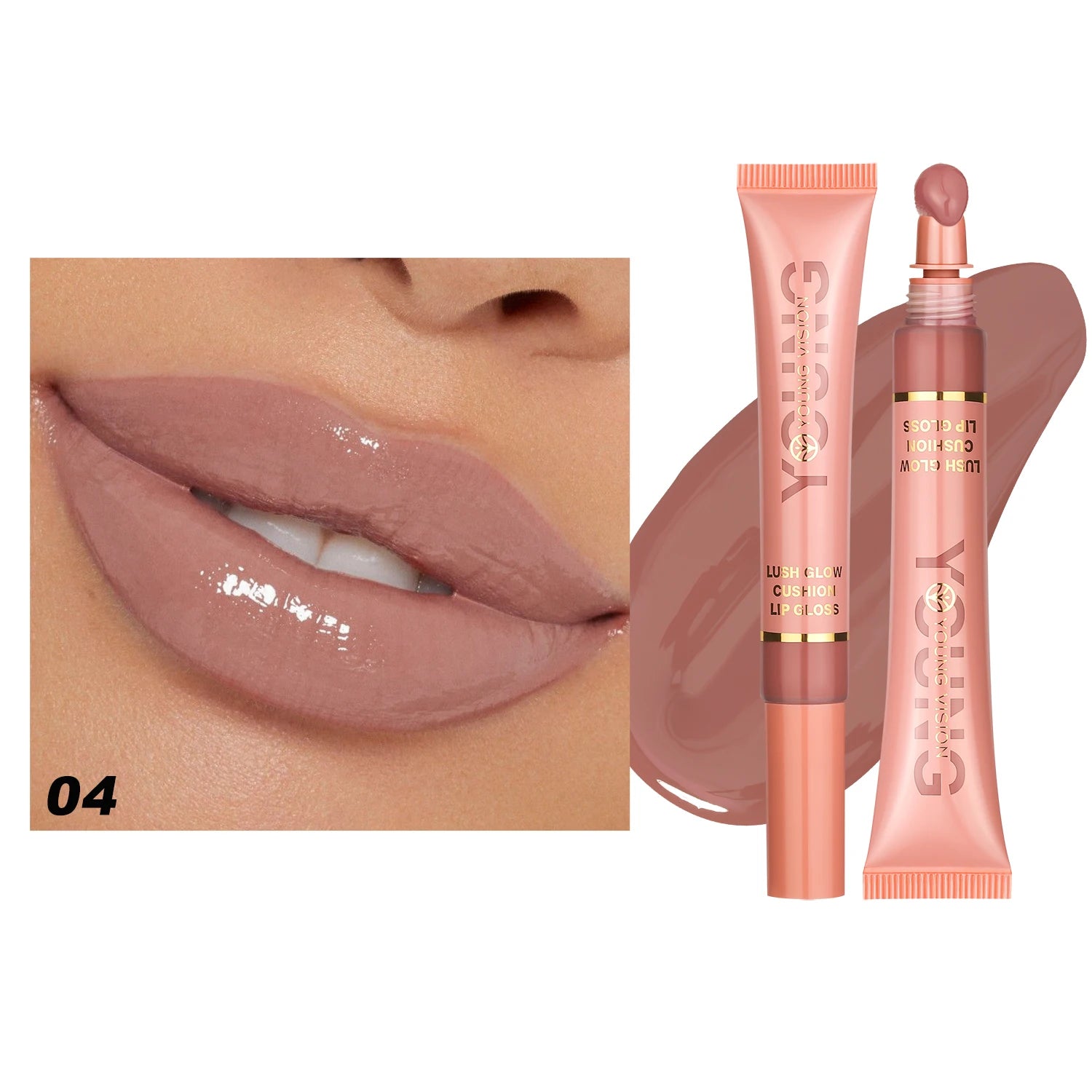 YOUNG VISION 6 color Liquid Water Brightening Lip Color Plush Brush Head Squeezing Lip Color Moisturizing Lip Glaze