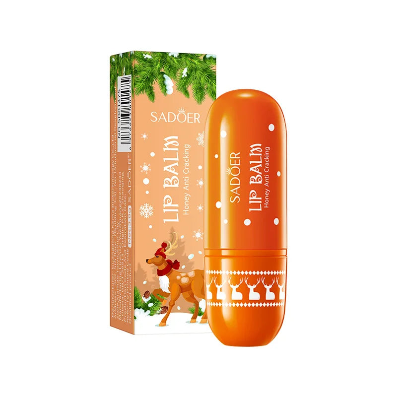 SADOER Christmas Honey Lip Balm Cherry Avocado Brightening Lips Balm Moisturizing Anti Cracking Hydrating Repair Lipstick
