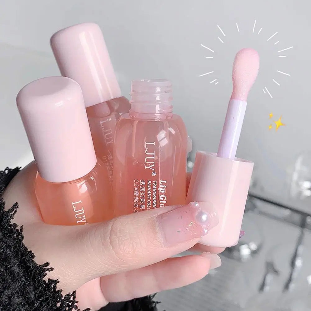 Fruit Crystal Jelly Lip Oil Hydrating Transparent Glass Lip Gloss Plumping Clear Lip Plumper Serum Lips Care Makeup Cosmetics