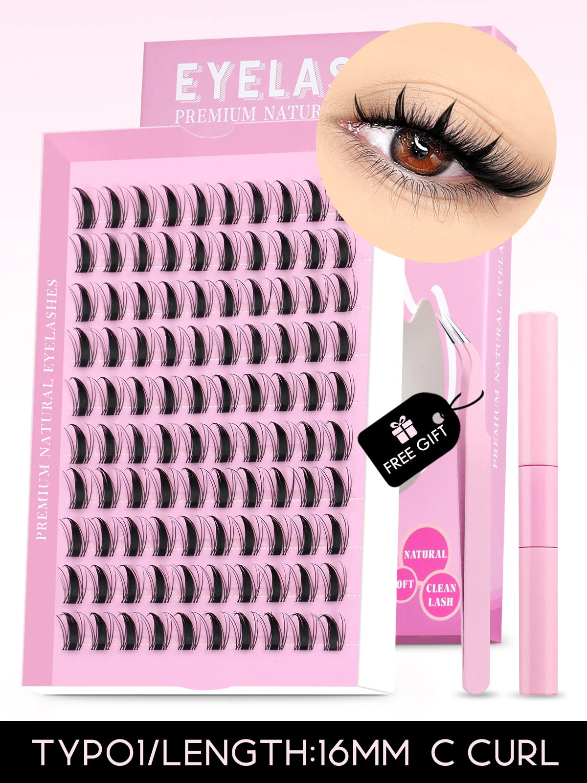 GROINNEYA DIY Lash Kit 10-18mm Manga Lashes Mixed Tray Lash Clusters Individual Eyelashes Kit with Lash Bond DIY Lashes