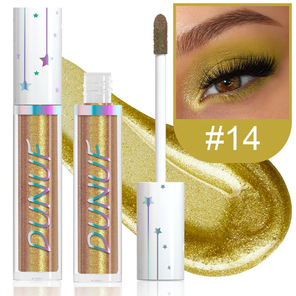Metallic Liquid Eyeshadow Stick Brown Green Black High Gloss Pearlescent Glitter Eye Shadow Waterproof Stage Makeup Pigment