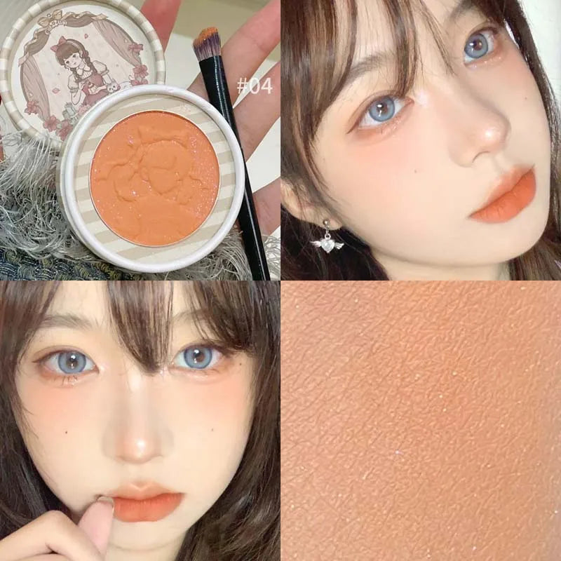 Girl's Relief Blusher Palette Shimmer Rose Low Saturation Powder Blush Mousse Matte Natural Rouge Brightens Facial Cheek Contour