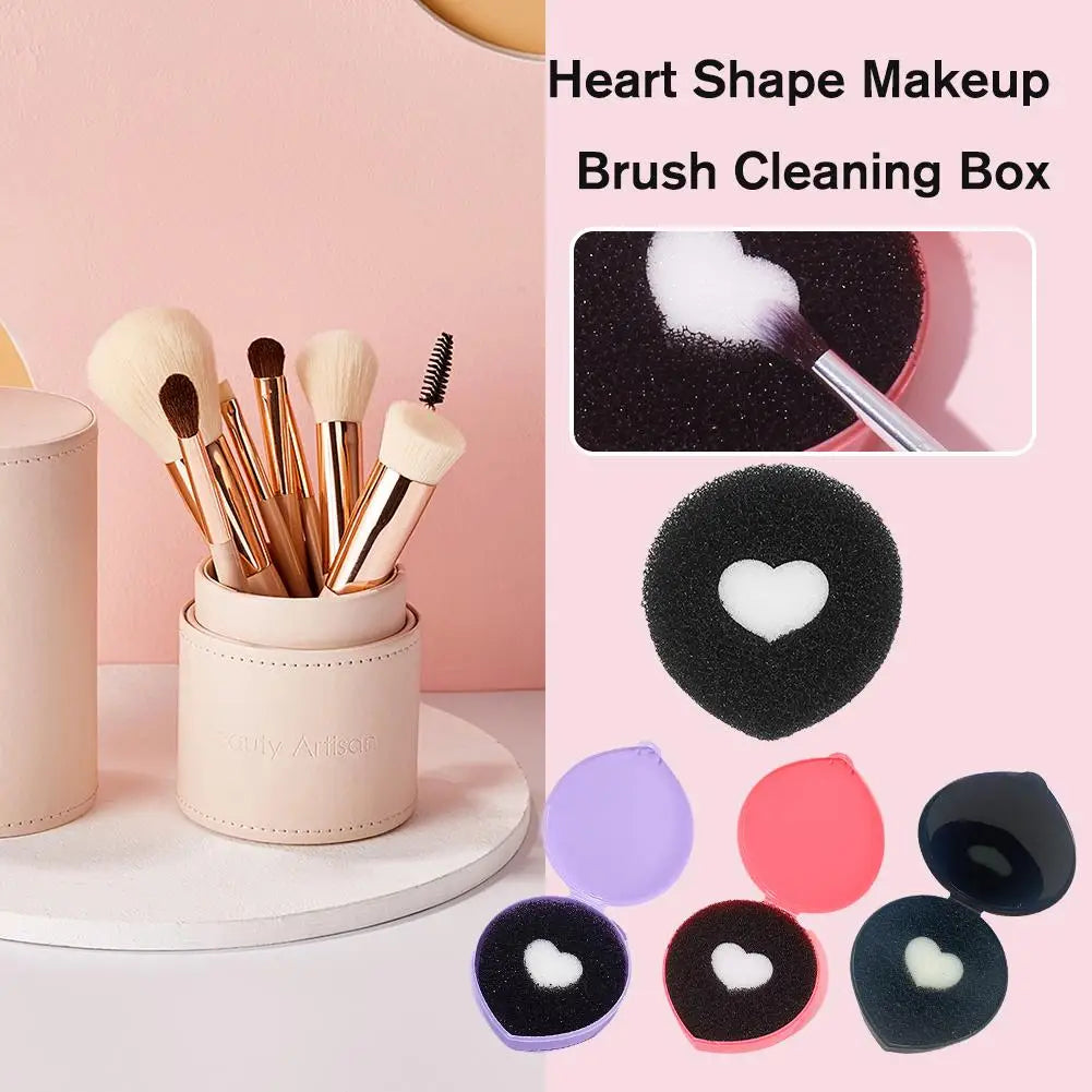 Heart Shaped Makeup Brush Cleaning Box Water Free Makeup Brush Brush Cleaning Tool Cleaning Mat Box Dry Wash Box