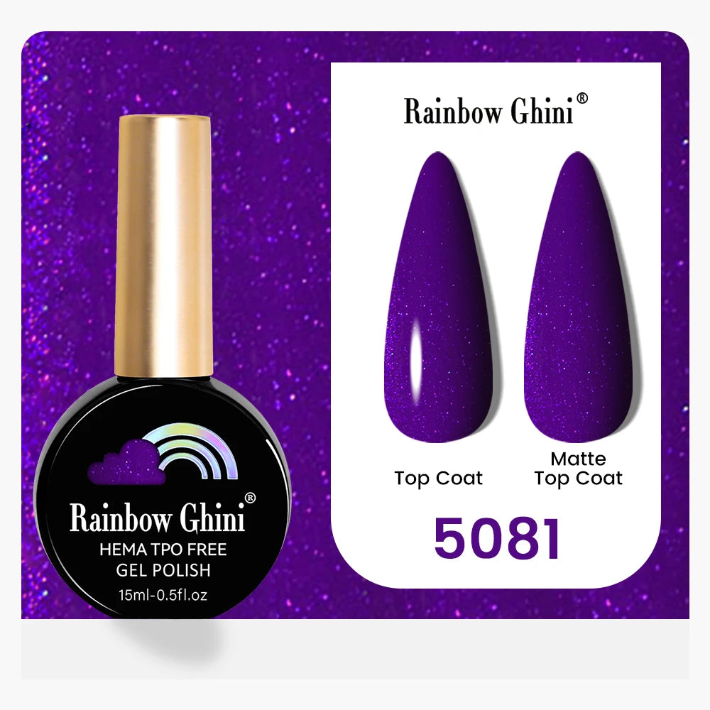 Rainbow Ghini 15ML 146 Colors Long-Lasting Colorful Gel Nail Polish Professional UV/LED Gel Polish Base Coat Matte Top Coat