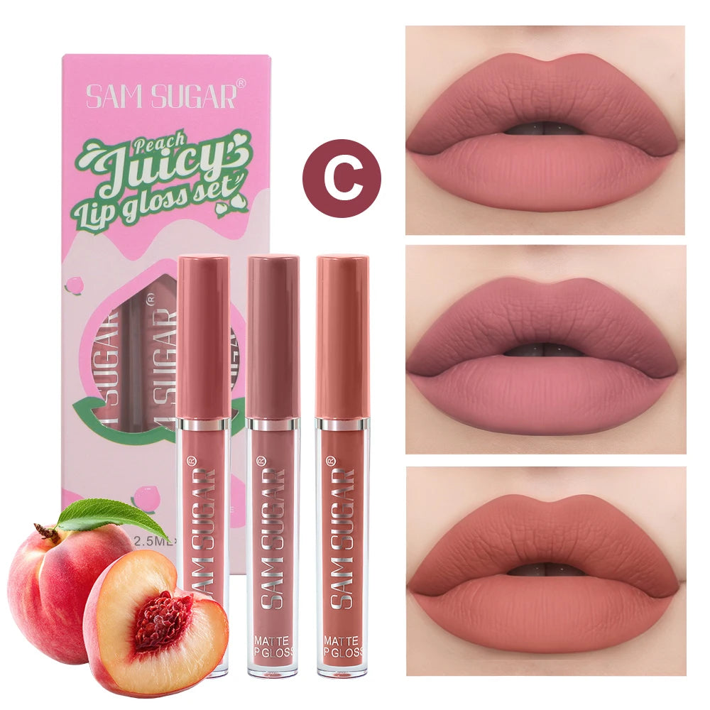 Velvet Matte Lip Gloss Liquid Lipstick Moisturizing Long Lasting Non Stick Cup Glaze Rich Color Set Sexy Fruit Juicy