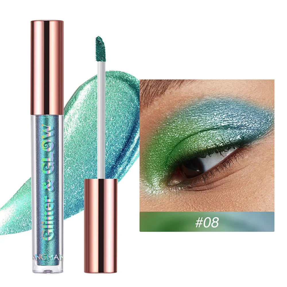 Women Pearlescent Face Liquid Eyeshadow Highlighter Shiny Eyeliner Glitter Eyeshadow Waterproof Brighten Eyes Makeup Beauty