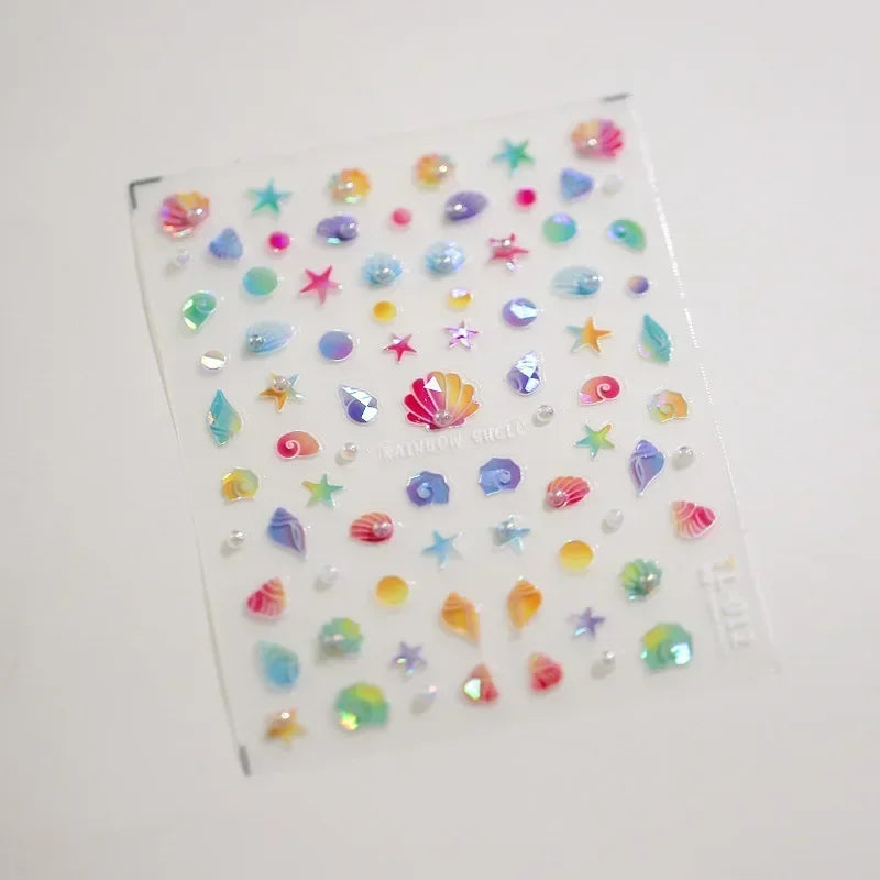 Goldfish Cavort Water Grass Lotus Flower Leaf Brocaded Carp Koi Ripple Droplet Water Bubbles 5D Nail Art Stickers Manicure Decal