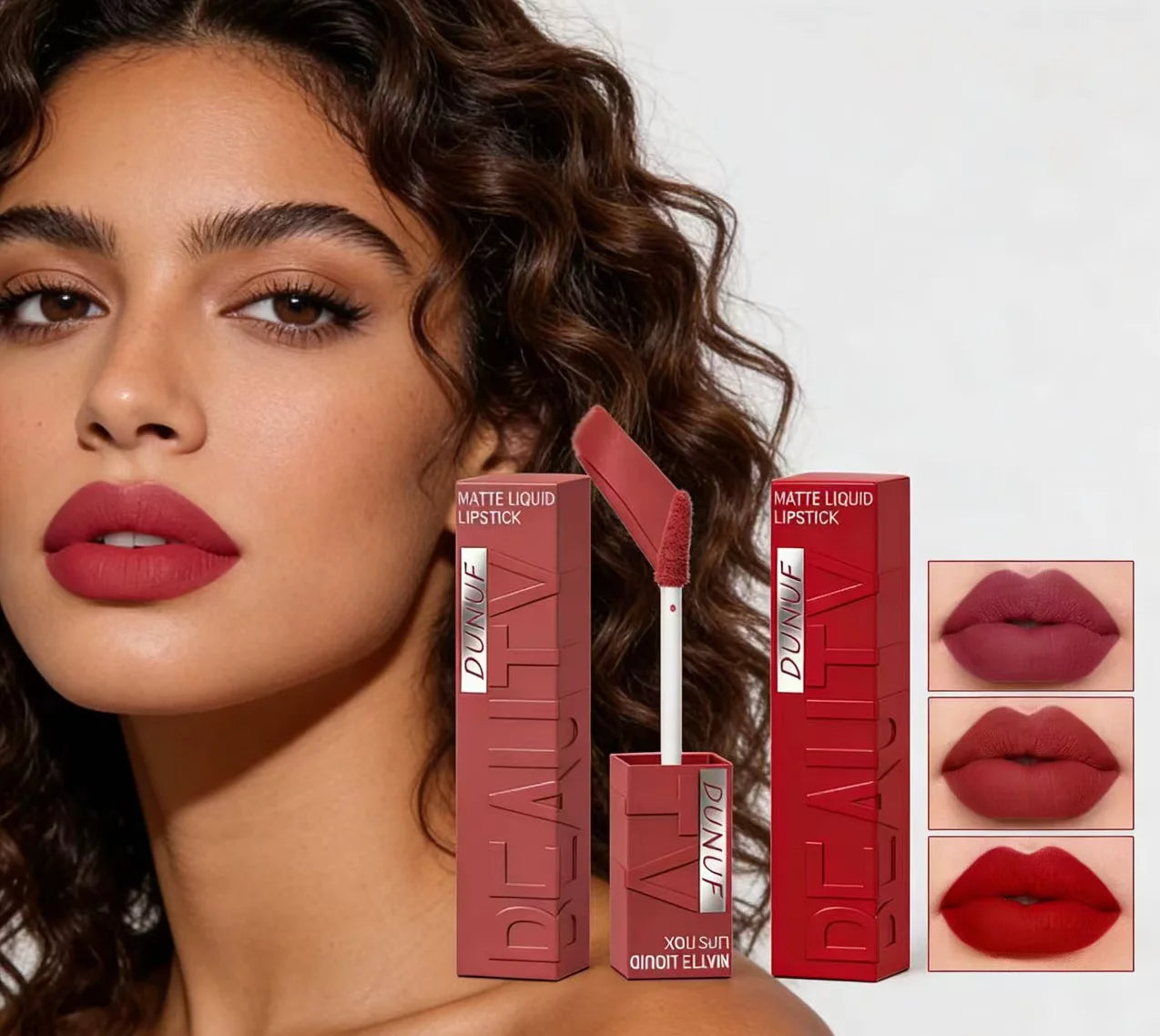 Matte Velvet Lipstick Lip Gloss Waterproof Smooth Long-Lasting Non-sticky Non-transfer Deep Red Nude Y2K Daily&Party Makeup Gift