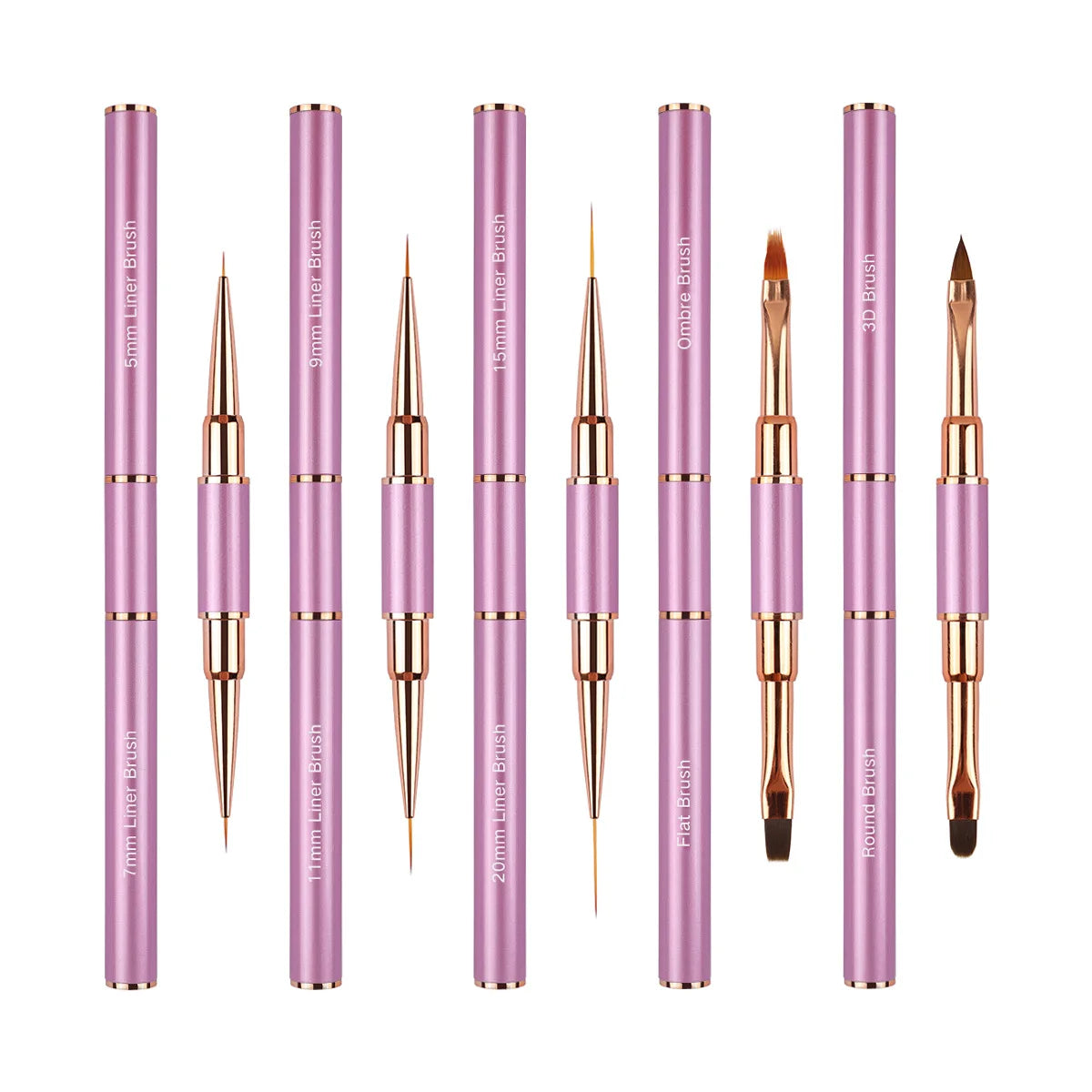Nail Art Brush Set 5pcs Double-Ended Nail Art Brushes For Long Lines, Thin Liner Brush For Nails Detail Professional nail tools