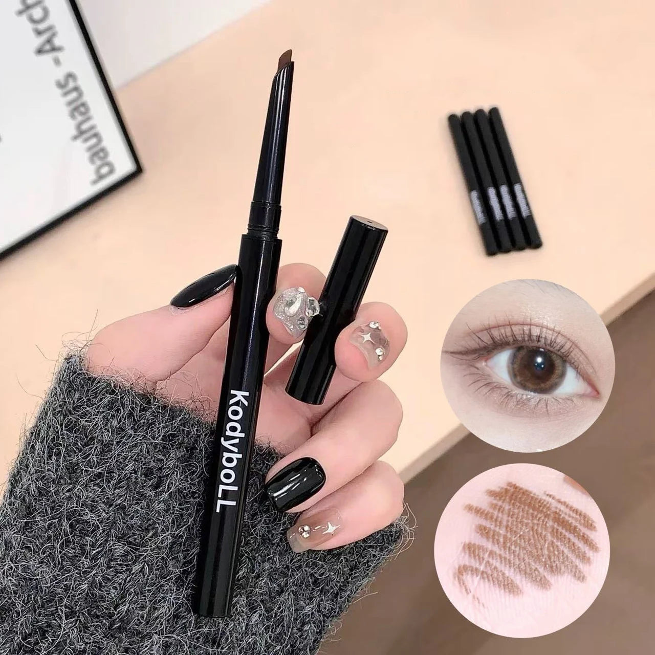 Waterproof Matte Red Eyeliner Gel Pencil Ultra-thin Long Lasting Quick Dry Smooth Black Eye Liner Pen Silky Makeup Cosmetics