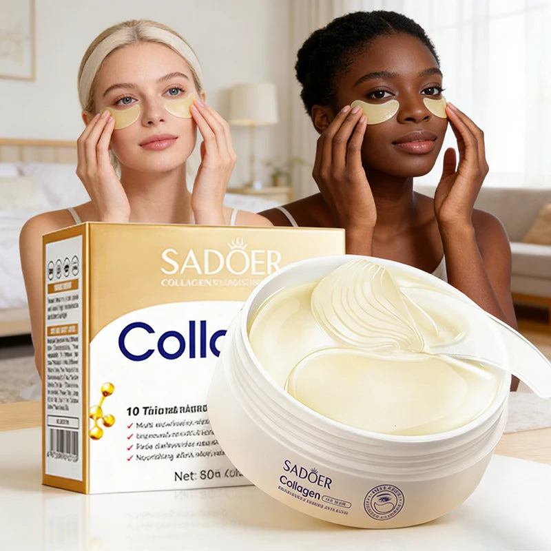60pcs SADOER Crystal Collagen Eye Mask Anti Dark Circles Removal Eyes Bags Moisturizing Eyes Patches Eye Gel Masks Skin Care