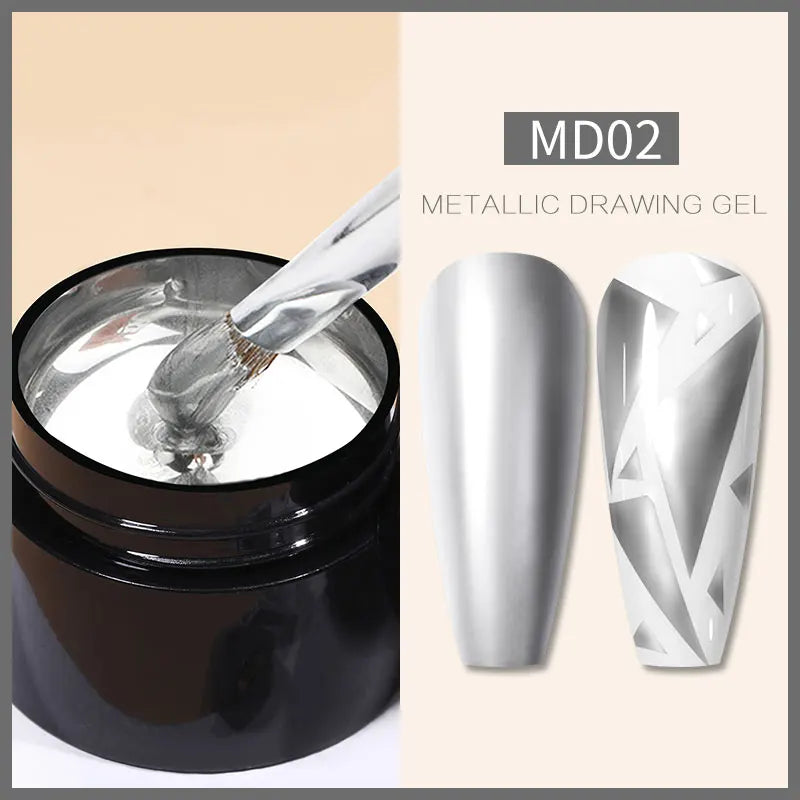 BORN PRETTY Super bright Metallic Painting Gel Polish 5ML Gold Silver Metal Gel Nail Polish Flower Drawing Lines French Nails