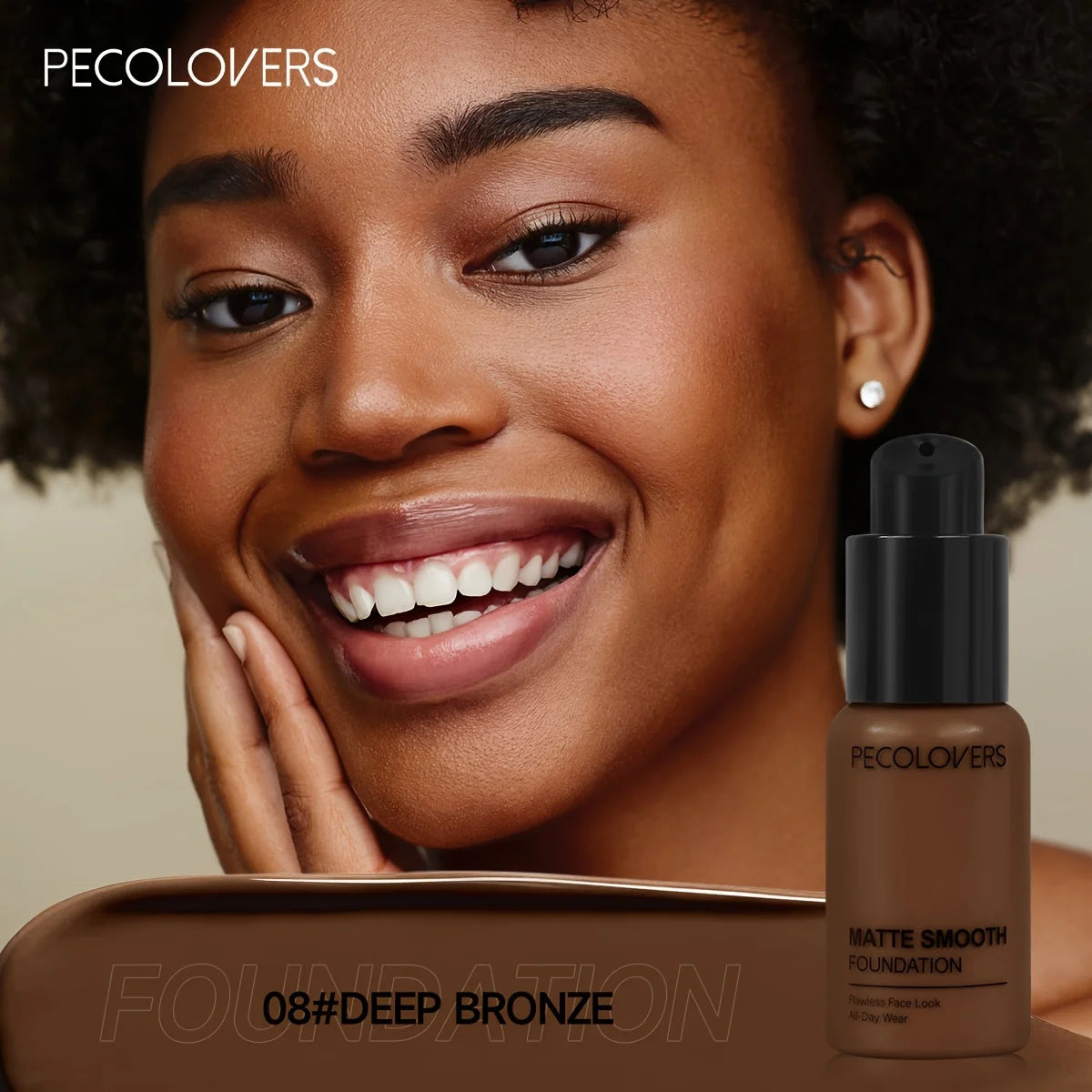 PECOLOVERS Matte Finish Liquid Foundation | Oil-Control, Waterproof, Full Coverage, Concealer, Suitable for All Skin Tones