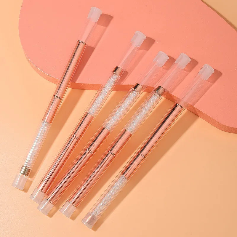 5Style Nail Art Acrylic UV Gel Extension Builder Rhinestone Painting Brush Lines Liner Pattern Drawing Pen Manicure Tool