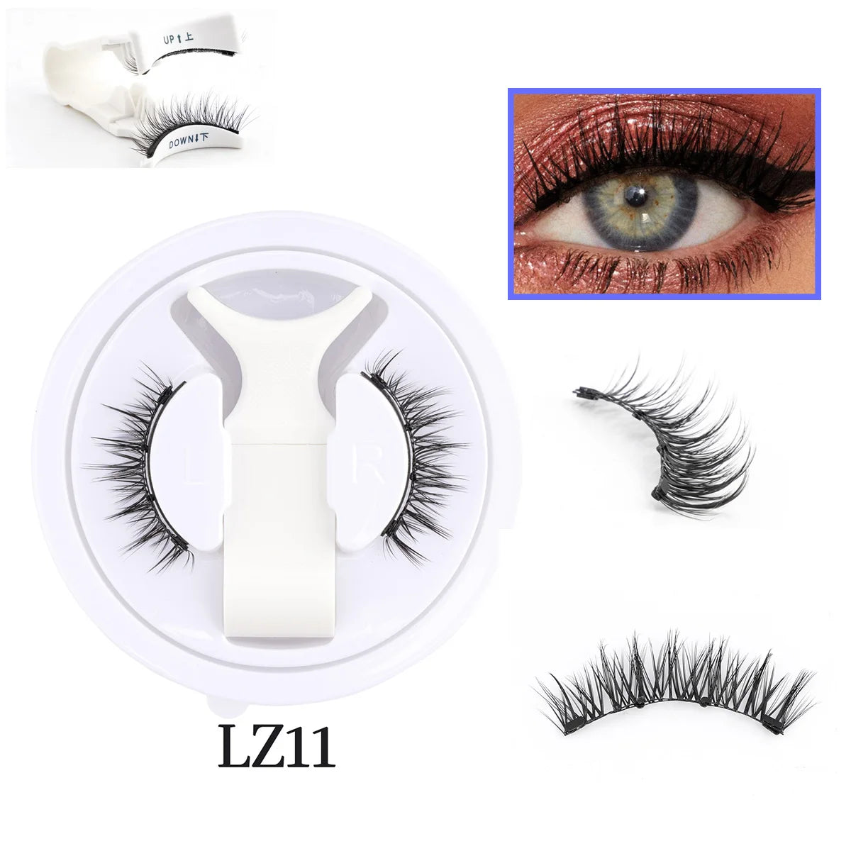 2/1 pair Reusable Magnetic Eyelashes Natural Curler Eyelash Extension Tweezers Set Easy to use Glue Free False 3D Mink Eyelashes