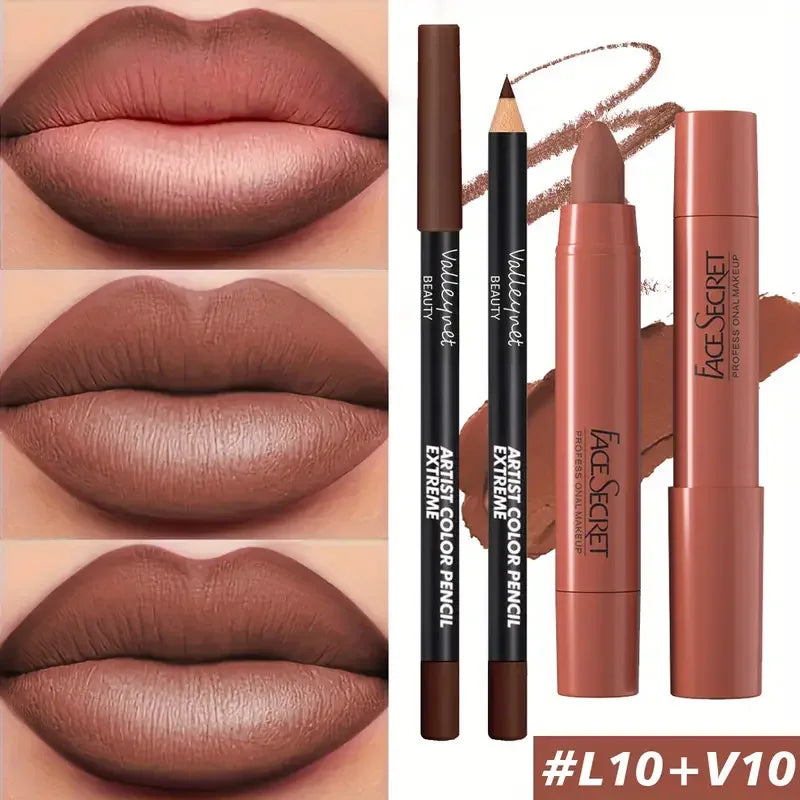 2pcs/Set Matte Velvet Lipstick - Long-lasting waterproof high-saturation non-sticky formula, deep berry tones, pink pink tones