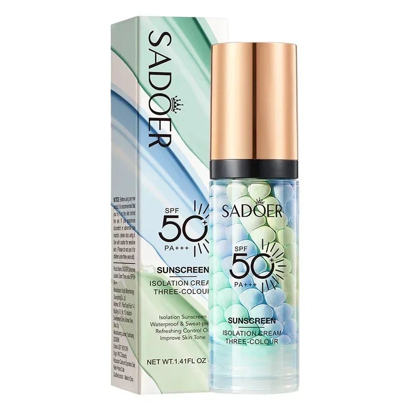 40g Face Makeup Primer Tri-color Cream Brighten Contour Color Isolation Waterproof Makeup Foundation Natural Makeup Base Cream