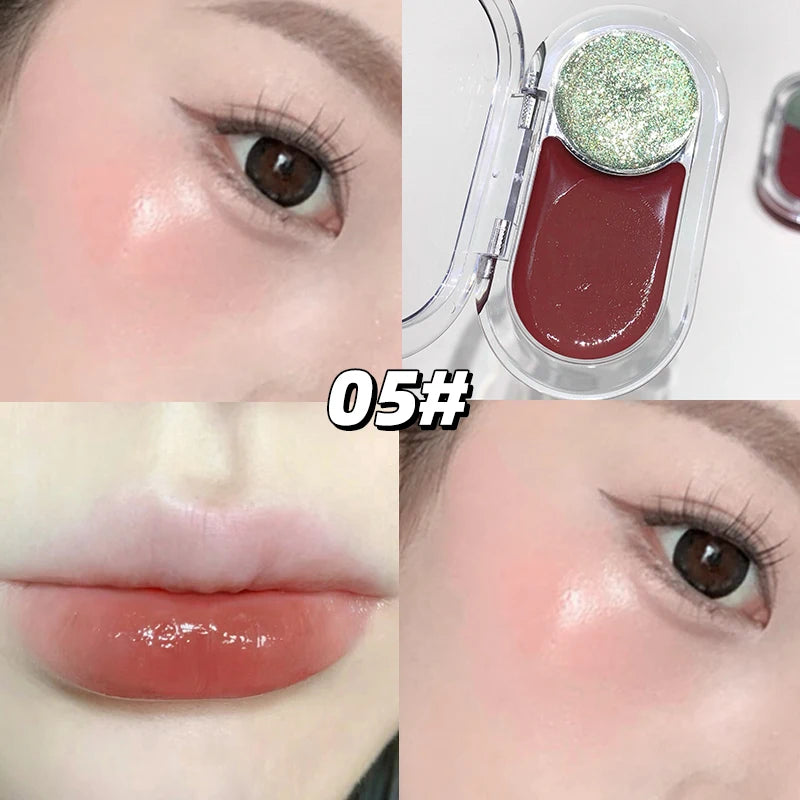 Gege Bear Two Color highting Blush Cream Dual-use Brighten Lip Cream Blush Natural Cheek Tint Waterproof Contouring Makeup