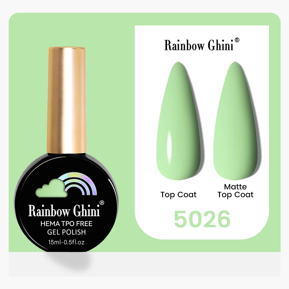 Rainbow Ghini 15ML 146 Colors Long-Lasting Colorful Gel Nail Polish Professional UV/LED Gel Polish Base Coat Matte Top Coat