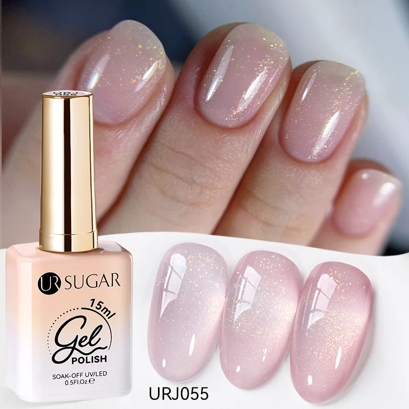 UR SUGAR 15ml Crystal Milky Jelly White Nude Gel Nail Polish Transparent Semi-permanent UV Gel Nail Art Soak Off Gel Varnish