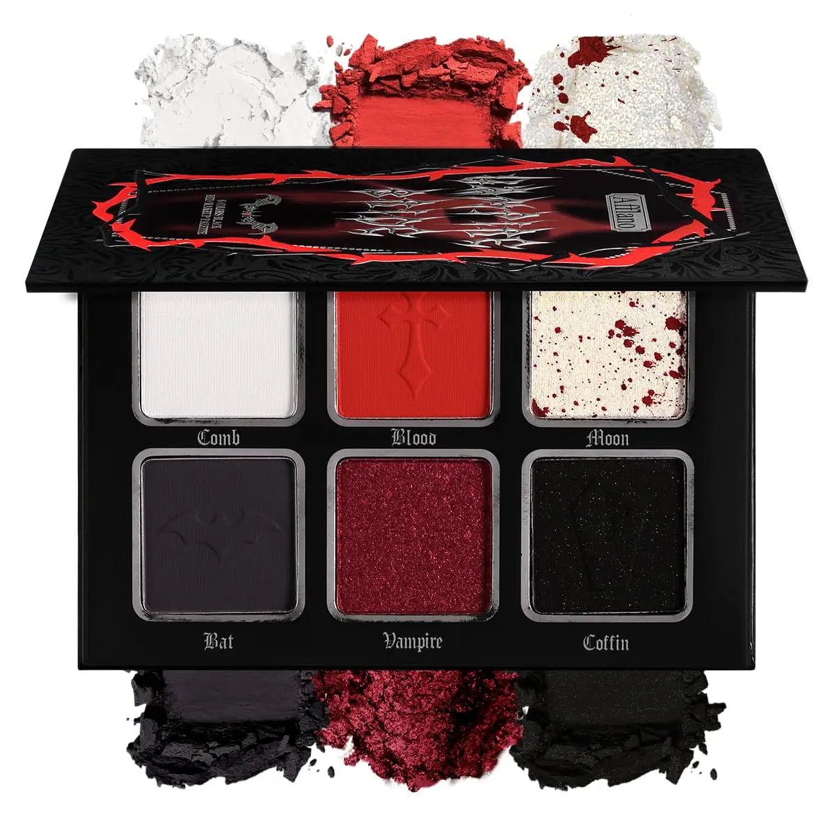 Afflano 6 Colors Eyeshadow Palette Makeup Matte Shimmer Glitter Smokey Gothic High Pigmented Longlasting Eye Makeup Halloween