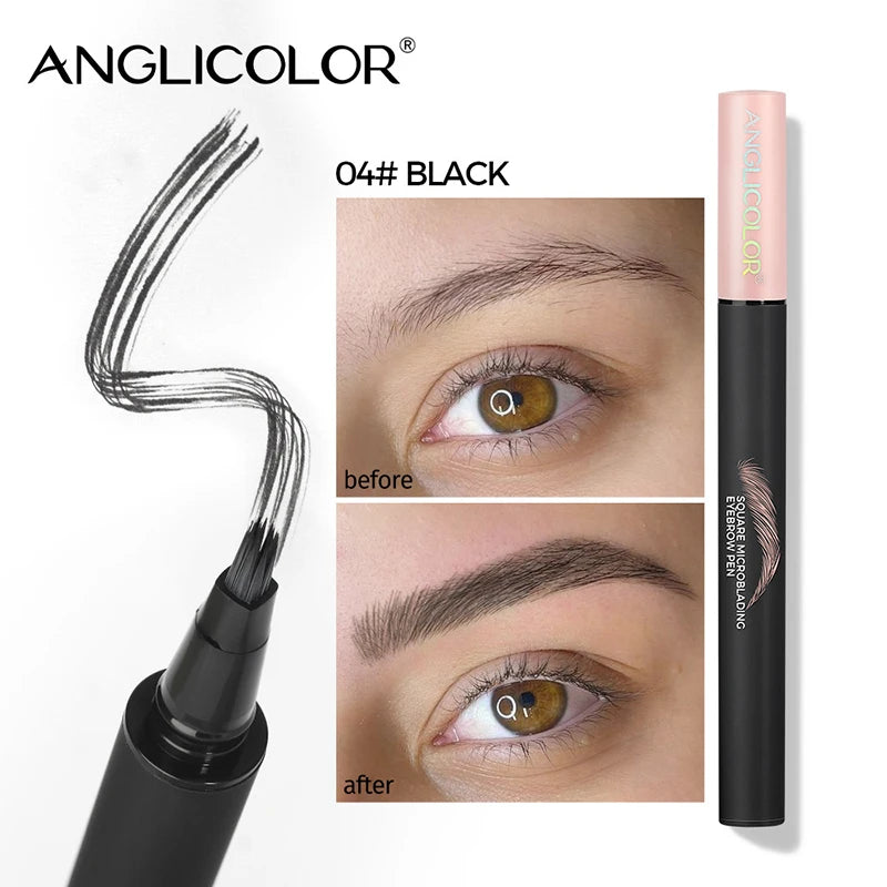 Liquid Wild Eyebrow Pencil Square Angled Brush Multifunction 3D Brow Dye Cream Hairline Anti-smudge Waterproof Eyebrow Tint Pen