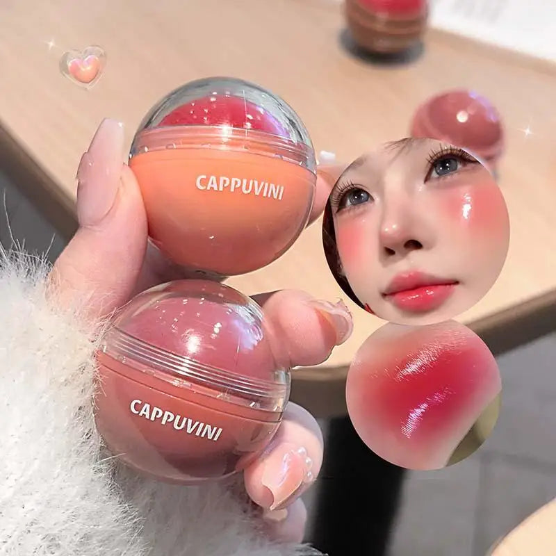 Cappuvini Vitality Juicy Blush Ball Natural Rosy Long-Lasting High Color Blusher Cream Face Makeup Rouge
