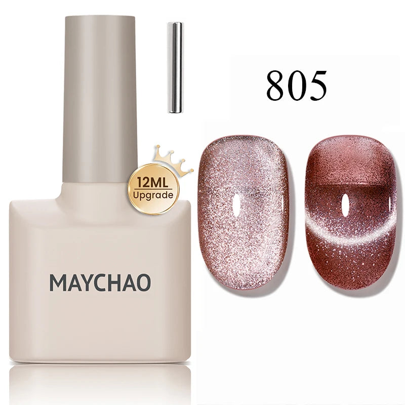 MAYCHAO 10ml Cat Magnetic Gel Nail Polish Cat Eye Glitter Effect Semi Permanent Soak Off UV Gel Varnish Manicure For Nail Art