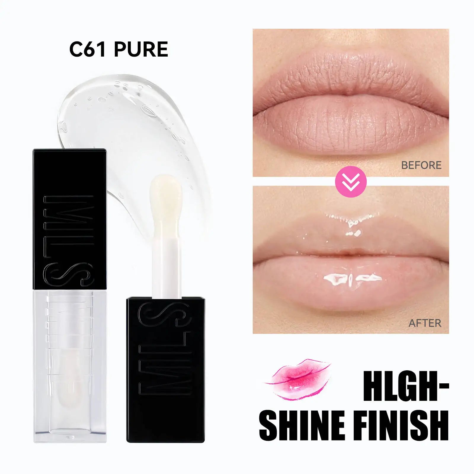 MLSMILE Wet Shiny Liquid Lip Gloss Diamond Shimmer Glitter Lip Plumper Oil 6colors Sparkling Highgloss Sequins Pearly Makeup