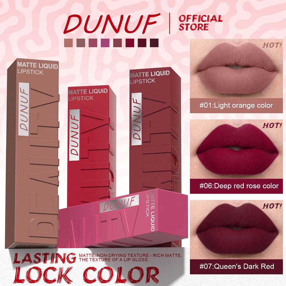 8pcs Liquid Matte Lipstick Velvet Matte Women'S Makeup ,Long-lasting Waterproof Non-stick Cup Non-fade Lip Gloss , Waterproof an