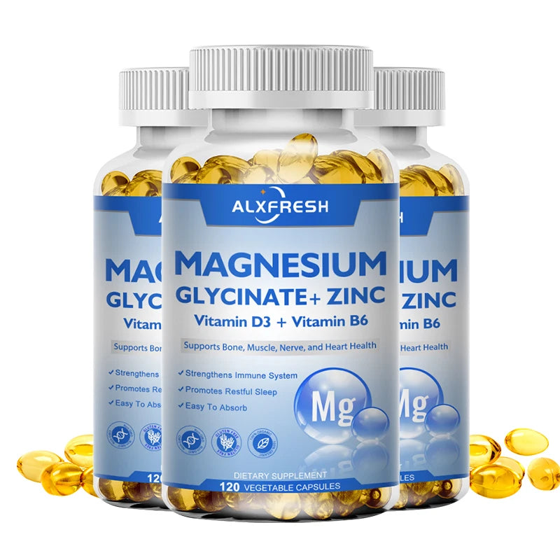 Alxfresh Magnesium Complex Capsules High Absorption Bone, Muscle ,Brain Health Supplement Aids Sleep Stress & Anxiety Relief