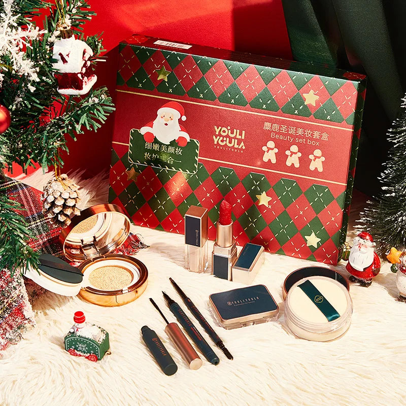 Christmas Makeup Gift Set for Women Full Kit Eyebrow Pencil Powder Lipstick Lip Gloss BB Cream Mascara Concealer Cosmetics Box