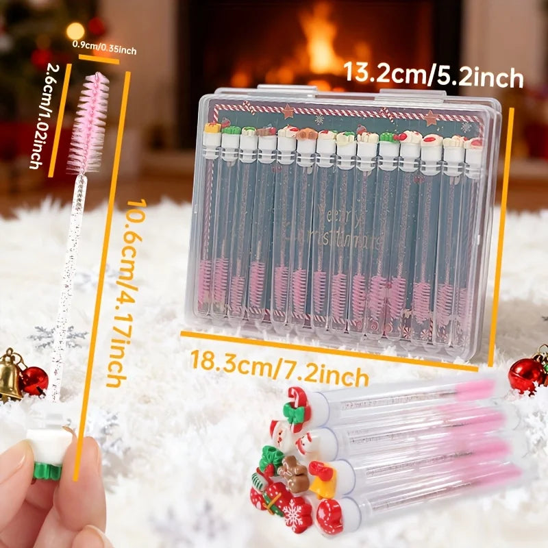 Christmas Crystal Lengthening Mascara 14Pcs/Box, Eyelash Extension Brush Tube Gift Set for Women