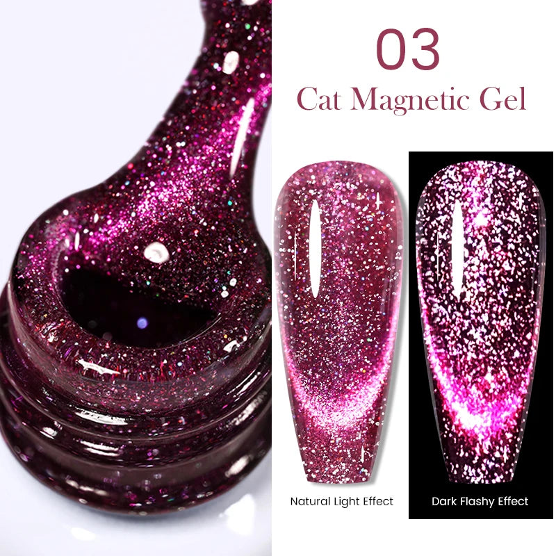 BORN PRETTY 10ml Black Glass Cat Magnetic Gel Nail Polish Silver Gold Glitter Semi Permanent Soak Off UV LED Gel Varnish